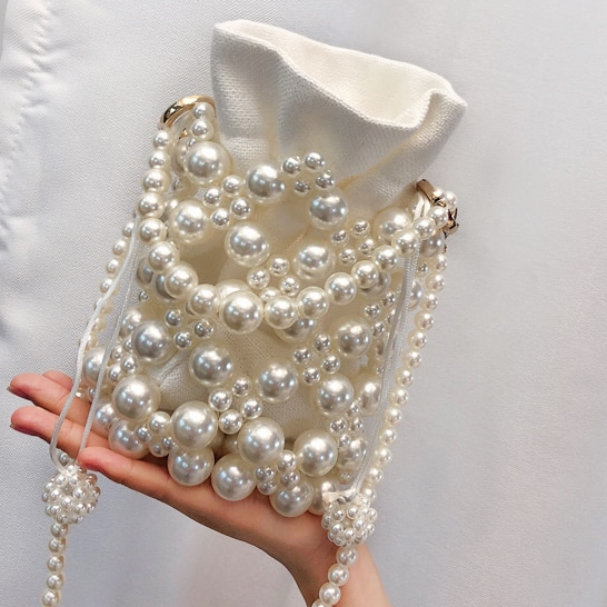 Luxe Pearls Bucket Handbag